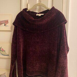 Michael Kors Burgundy Chenille Cowl Sweater XL